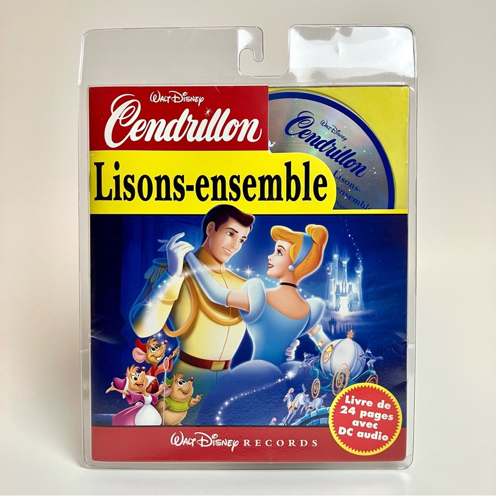 Vintage Disney Cendrillon Lisons-ensemble Livre CD Audiobook French Cinderella